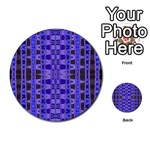 Blue Black Geometric Pattern Multi-purpose Cards (Round)  Back 15