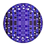 Blue Black Geometric Pattern Ornament (Round Filigree)  Front