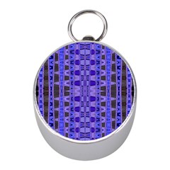 Blue Black Geometric Pattern Mini Silver Compasses