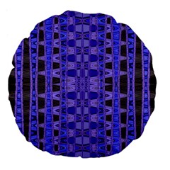 Blue Black Geometric Pattern Large 18  Premium Flano Round Cushions