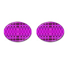 Bright Pink Black Geometric Pattern Cufflinks (oval)