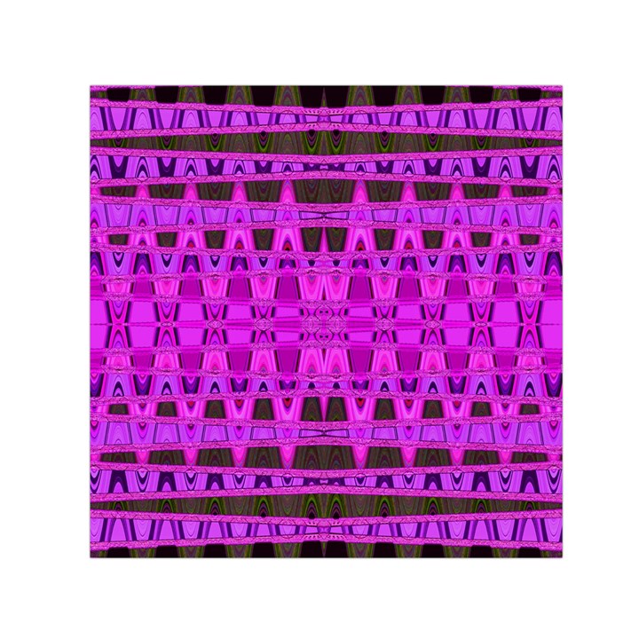 Bright Pink Black Geometric Pattern Small Satin Scarf (Square)