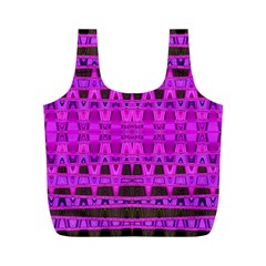 Bright Pink Black Geometric Pattern Full Print Recycle Bags (m) 