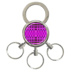 Bright Pink Black Geometric Pattern 3-ring Key Chains