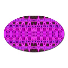 Bright Pink Black Geometric Pattern Oval Magnet