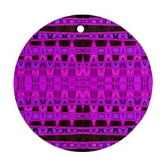 Bright Pink Black Geometric Pattern Round Ornament (two Sides) 