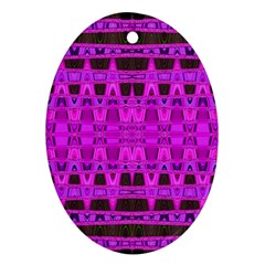 Bright Pink Black Geometric Pattern Oval Ornament (two Sides)