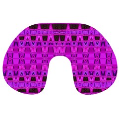 Bright Pink Black Geometric Pattern Travel Neck Pillows