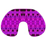 Bright Pink Black Geometric Pattern Travel Neck Pillows Front