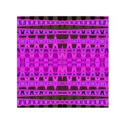 Bright Pink Black Geometric Pattern Small Satin Scarf (square) 