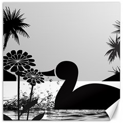 Duck Sihouette Romance Black & White Canvas 12  X 12   by TastefulDesigns