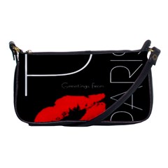 Greetings From Paris Red Lipstick Kiss Black Postcard Shoulder Clutch Bags by yoursparklingshop