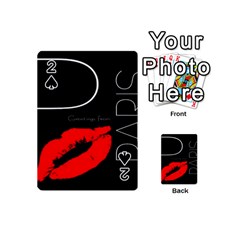 Greetings From Paris Red Lipstick Kiss Black Postcard Playing Cards 54 (mini)  by yoursparklingshop