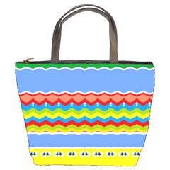 Colorful Chevrons And Waves                 	bucket Bag by LalyLauraFLM