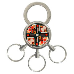 Shapes In Retro Colors Texture                   			3-ring Key Chain by LalyLauraFLM