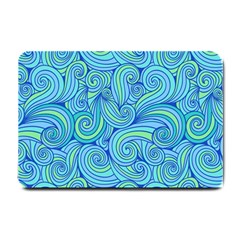 Abstract Blue Wave Pattern Small Doormat  by TastefulDesigns