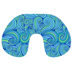 Abstract Blue Wave Pattern Travel Neck Pillows by TastefulDesigns