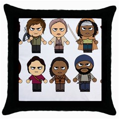 The Walking Dead   Main Characters Chibi   Amc Walking Dead   Manga Dead Throw Pillow Case (black)