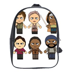 The Walking Dead   Main Characters Chibi   Amc Walking Dead   Manga Dead School Bags(large)  by PTsImaginarium