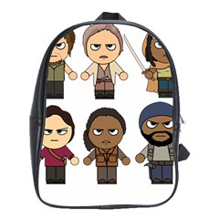 The Walking Dead   Main Characters Chibi   Amc Walking Dead   Manga Dead School Bags (xl)  by PTsImaginarium