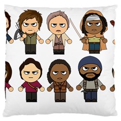 The Walking Dead   Main Characters Chibi   Amc Walking Dead   Manga Dead Large Flano Cushion Case (one Side) by PTsImaginarium