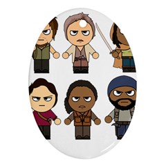 The Walking Dead   Main Characters Chibi   Amc Walking Dead   Manga Dead Ornament (oval)  by PTsImaginarium