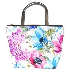 Watercolor Spring Flowers Bucket Bags