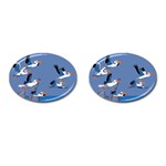 abstract Pelicans seascape tropical pop art Cufflinks (Oval) Front(Pair)