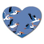 abstract Pelicans seascape tropical pop art Heart Mousepads Front