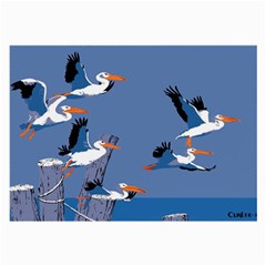 Abstract Pelicans Seascape Tropical Pop Art Large Glasses Cloth (2-side) by WaltCurleeArt