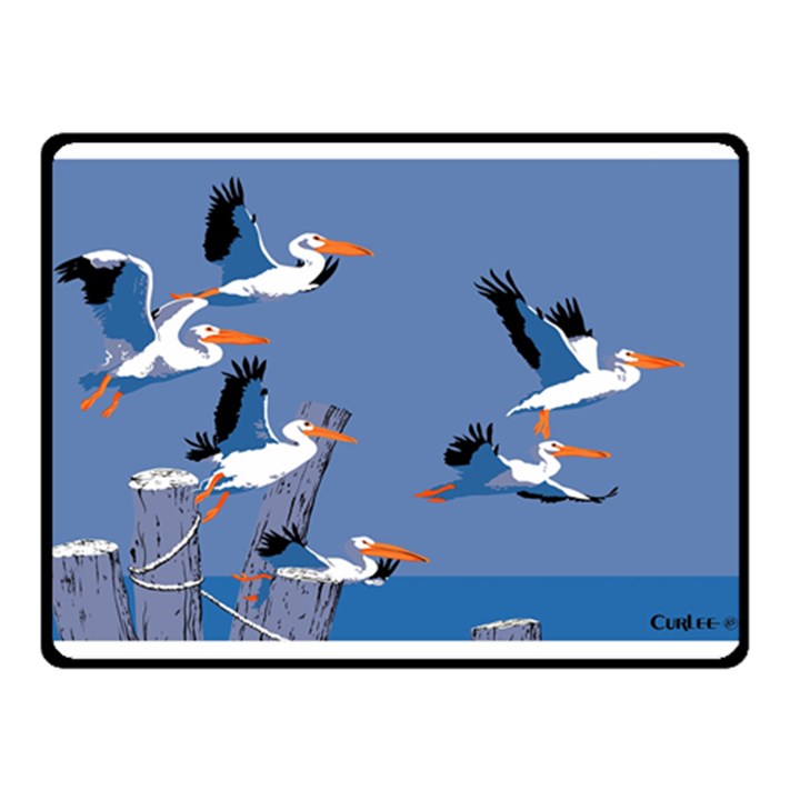 abstract Pelicans seascape tropical pop art Double Sided Fleece Blanket (Small) 