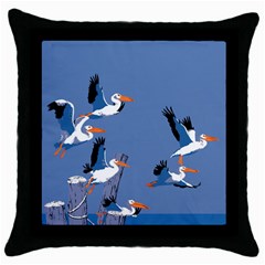 Abstract Pelicans Seascape Tropical Pop Art Throw Pillow Case (black) by WaltCurleeArt