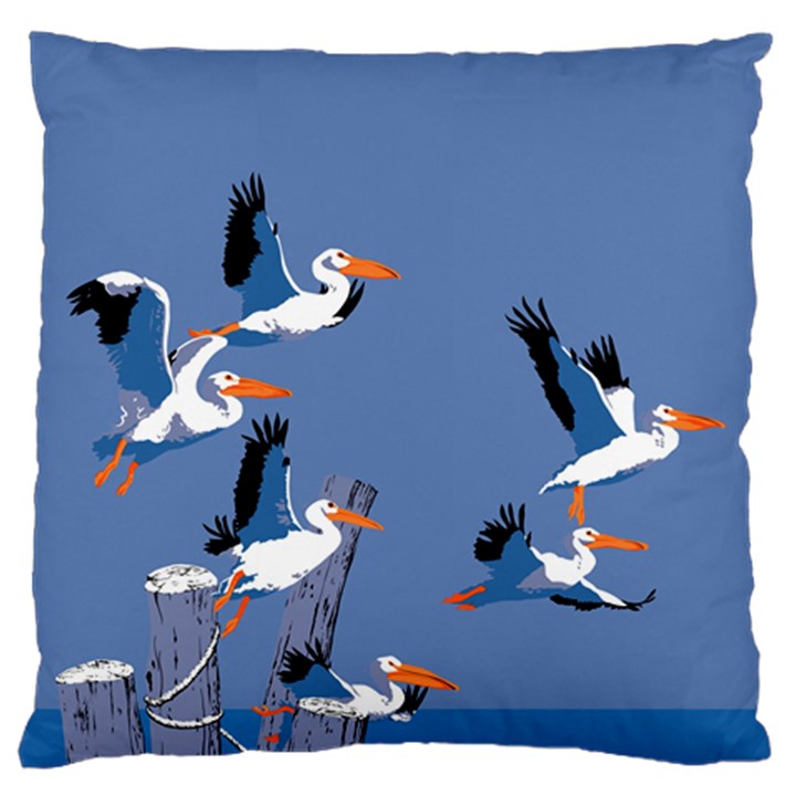 abstract Pelicans seascape tropical pop art Large Cushion Case (Two Sides)