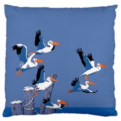 Abstract Pelicans Seascape Tropical Pop Art Large Flano Cushion Case (one Side)