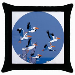 Abstract Pelicans Seascape Tropical Pop Art Throw Pillow Case (black) by WaltCurleeArt