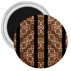 Orange And Black Boho Stripes 3  Magnets by dflcprints