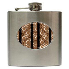 Orange And Black Boho Stripes Hip Flask (6 Oz) by dflcprints