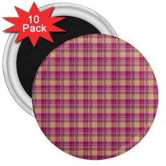 Pink Plaid Pattern 3  Magnets (10 Pack)  by TastefulDesigns