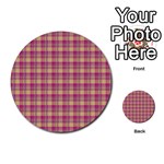 Pink Plaid Pattern Multi-purpose Cards (Round)  Front 9