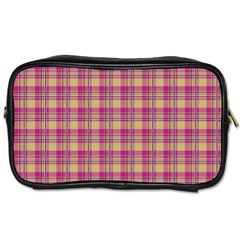 Pink Plaid Pattern Toiletries Bags 2-side by TastefulDesigns