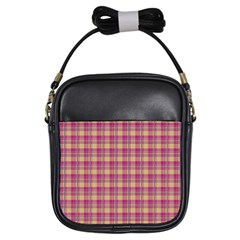 Pink Plaid Pattern Girls Sling Bags by TastefulDesigns