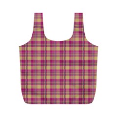 Pink Plaid Pattern Full Print Recycle Bags (m)  by TastefulDesigns