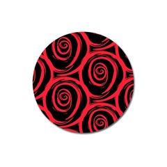 Abtract  Red Roses Pattern Magnet 3  (round) by TastefulDesigns