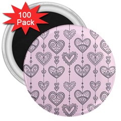 Sketches Ornamental Hearts Pattern 3  Magnets (100 Pack) by TastefulDesigns