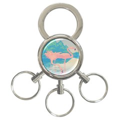 Two Pink Flamingos Pop Art 3-ring Key Chains by WaltCurleeArt