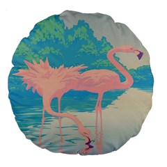 Two Pink Flamingos Pop Art Large 18  Premium Round Cushions