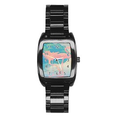 Two Pink Flamingos Pop Art Stainless Steel Barrel Watch by WaltCurleeArt