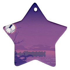 Abstract Tropical Birds Purple Sunset  Ornament (star)  by WaltCurleeArt