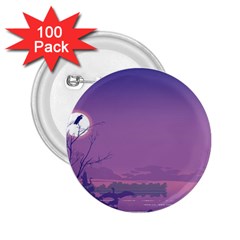 Abstract Tropical Birds Purple Sunset  2 25  Buttons (100 Pack)  by WaltCurleeArt