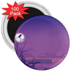 Abstract Tropical Birds Purple Sunset  3  Magnets (100 Pack)